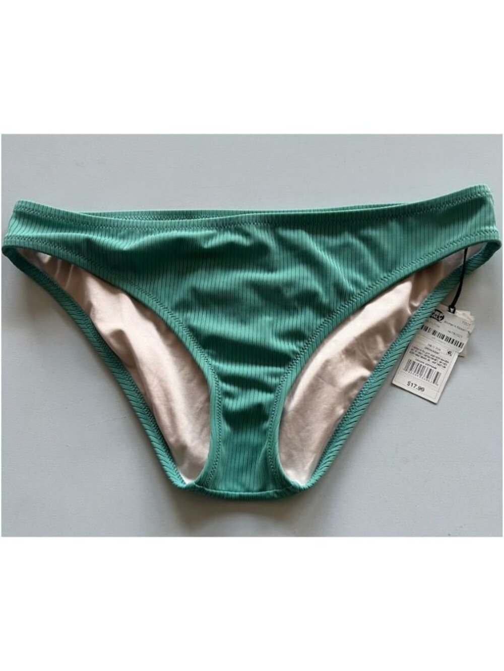 Shade & Shore Women's Ribbed Hipster Bikini Bottom Green Size Large